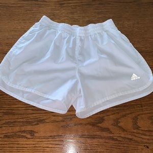 White Adidas Small Energy Running Athletic Shorts